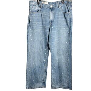 Zara high-rise wide-leg baggy jeans studded Size 14